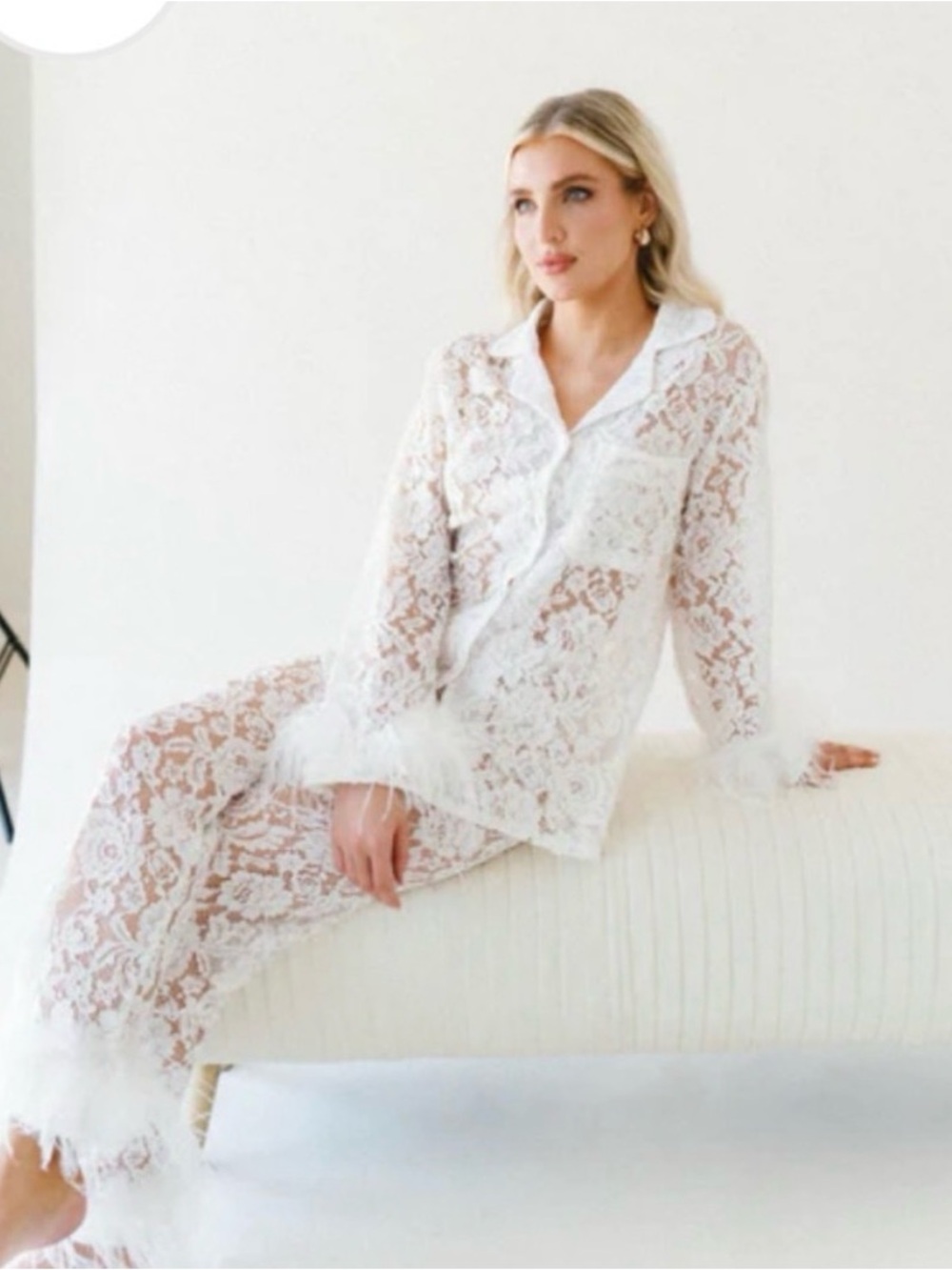 Bon Viviann NWT Lace Feather Pajama bridal set size small